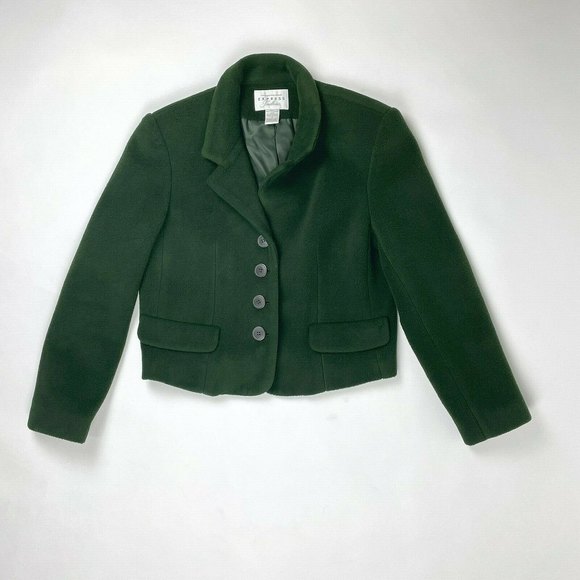 Express Tailleur Women's Size S Small Green Fleece 4-Button Lined Coat Jacket - Picture 7 of 11
